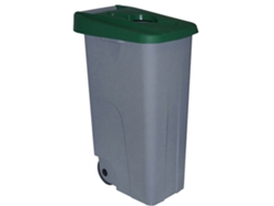 Contenedor de basura Denox  65, 85 e 110 L para reciclar | Cerrado Com  tapa de color | 2 ruedas Verde 85 L - Tapa abierta