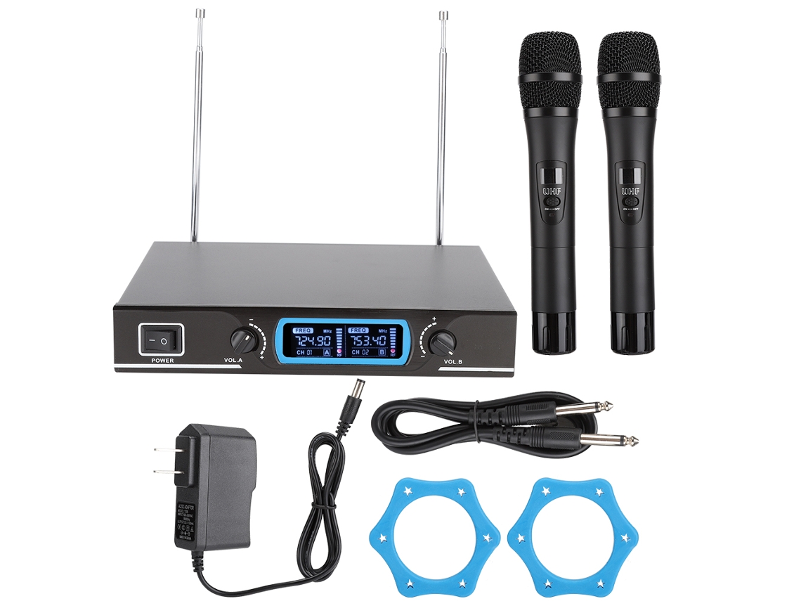 Kit De Micrófono Inalámbrico Portátil Doble De Mano Con Receptor Para Karaoke Y Eventos.