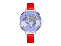 Reloj Analógico De Cuarzo Para Mujer Con Correa De Piel Sintética Con Pedrería (rojo)
