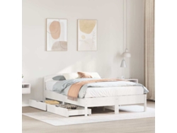 Estructura De Cama Sin Colchón Madera Maciza Blanca 120x190 Cm