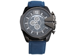 Reloj De Pulsera De Cuarzo Para Hombre Con Correa De Poliuretano, Estilo Moderno, Esfera Grande (azul Marino Y Negro).