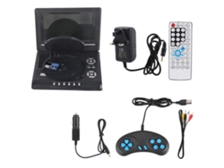 Reproductor De Dvd Portátil De 7 Pulgadas Con Pantalla Giratoria, Batería Recargable, Cargador Para Coche Y Mando De Juegos.