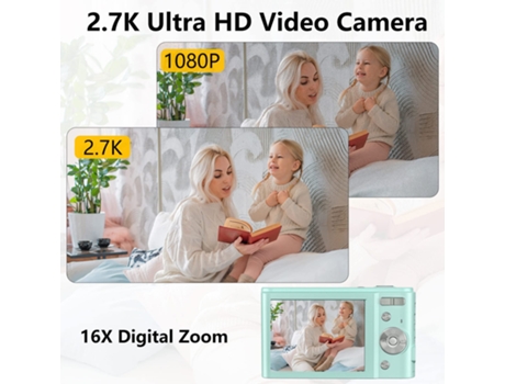 Cámara fotos digital compacta LKC DC302AF Nivel de entrada Regalo de cámara para niños 4K 48MP ZOOM 16X Pantalla de 2,8 pulgadas - Plata
