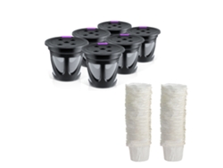 6 Cápsulas Reutilizables Para K-cup, Con Filtro De Cinco Orificios Y 50 Filtros De Papel Digitallab Negro