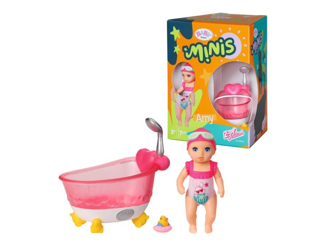 Muñeca Baby Born Minis Amy 6,5 Cm Bañera Pato De Goma 3 Años
