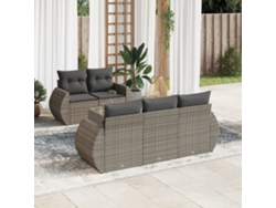 Conjunto de sofá de jardín de 6 piezas con cojines de mimbre gris, Dkd Home Decor