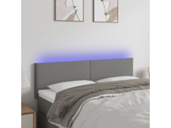 Cabecero con LED de tela gris oscuro 144x5x78/88 cm