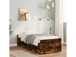 Estructura De Cama Con Cajones Roble Ahumado 90x190 Cm