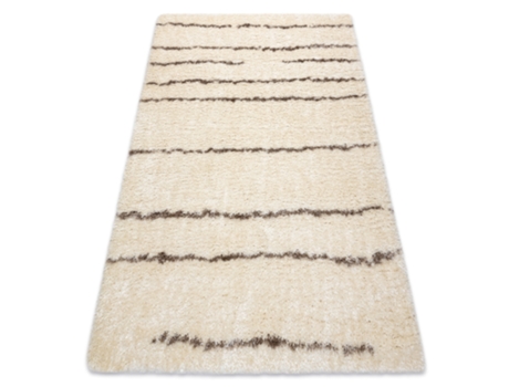 Alfombra Fluffy 2371 Shaggy Rayas - Crema/Beige (180 x 270 cm)