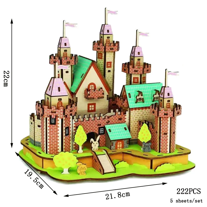 (castillo De Cuento De Hadas) Noria Giratoria, Rompecabezas De Madera 3d, Modelo De Castillo, Carrusel, Juguete Para Armar Uno Mismo
