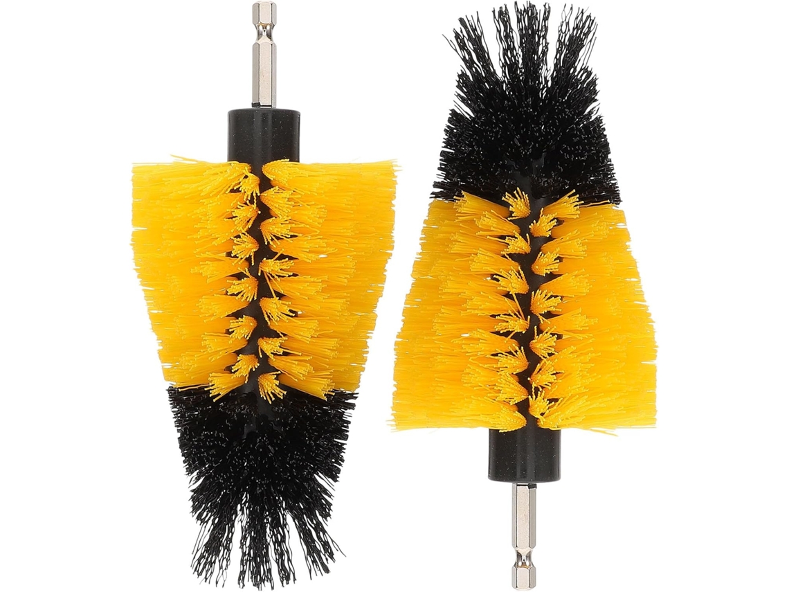 Juego De 2 Cepillos Para Taladro Para Fregadora De Suelos, Amarillo, Para Limpieza