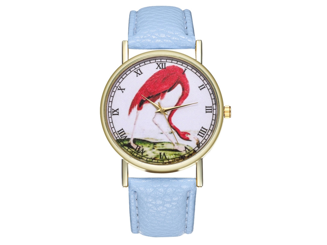 Reloj De Pulsera Unisex De Cuero Azul Claro Con Movimiento De Cuarzo Analógico Moderno.