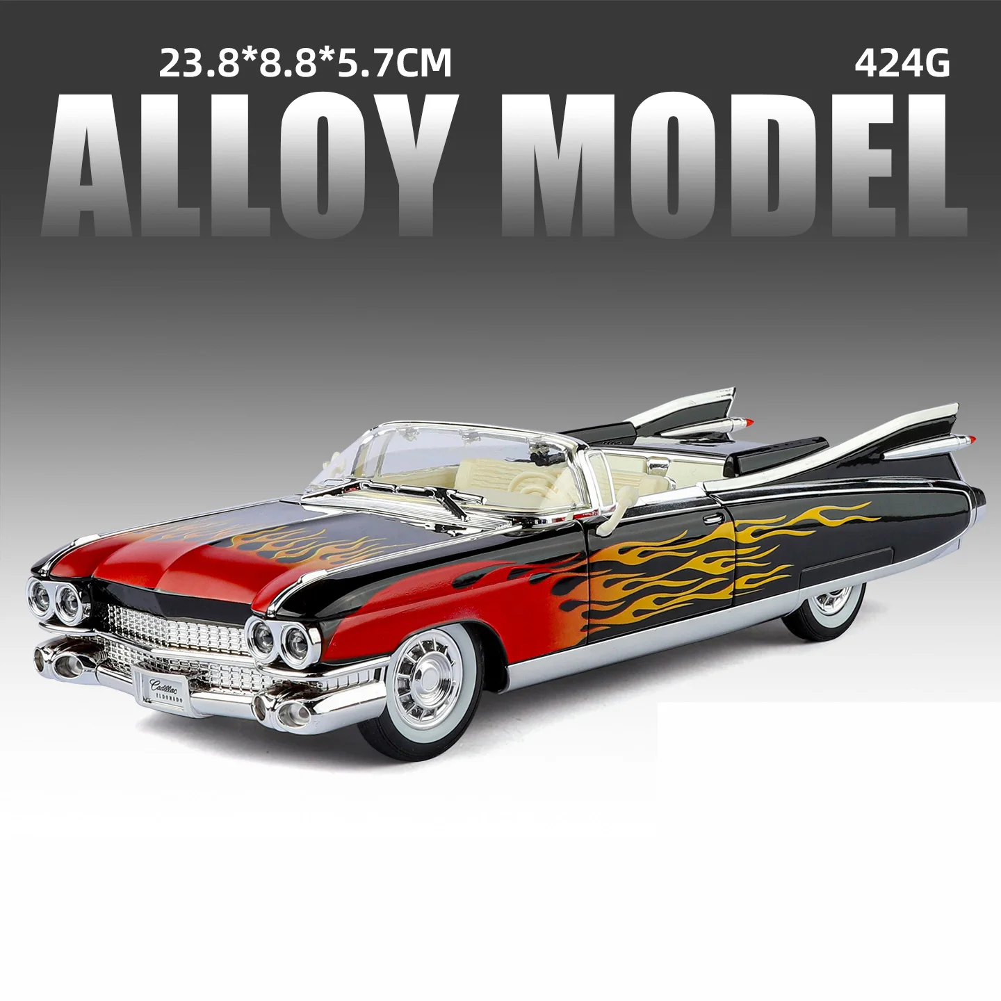 (negro Y Rojo) Coche De Juguete Modelo Rocket Grande De Aleación A Escala 1:24, Modelo De Coche De Metal Fundido A Presión Con Sonido Y Luz.