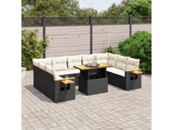 Conjunto de sofá de jardín de 11 piezas con cojines de mimbre sintético negro de DKD Home Decor
