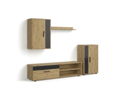 Salón modular con mueble TV 140 cm Lunet Alpino - Negro 140 x 36,2 x 35 cm