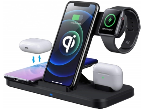 Estación de Carga Sem Rápido Indutivo para iPhone 11 Pro Max/XS/12 YIZHOOD Negro