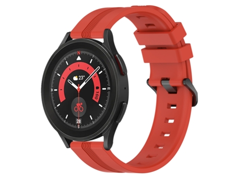 Correa de reloj inteligente para Samsung Galaxy Watch5 Pro 45 mm 20 mm Correa de reloj cóncava de silicona a rayas (rojo)