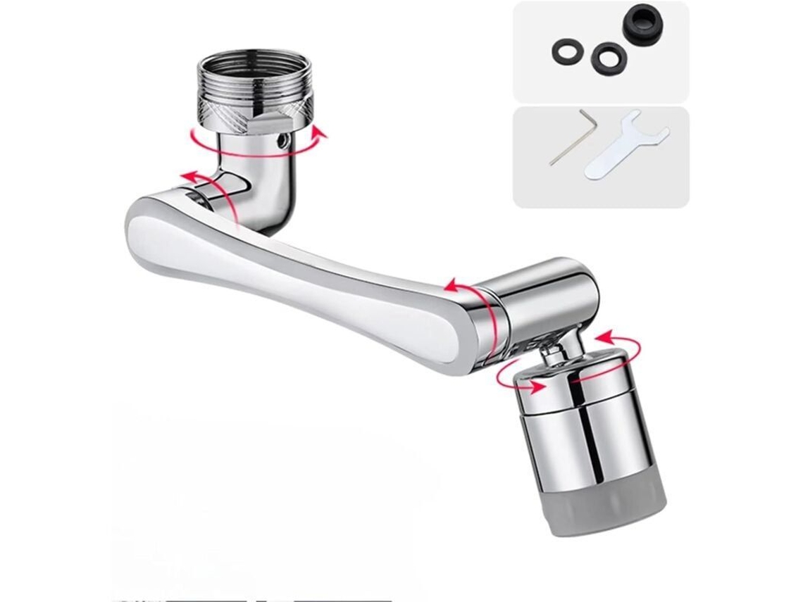 Extensión De Grifo Giratoria Multifuncional De 1080°, Aireador Con Dos Modos De Salida De Agua - Plateada