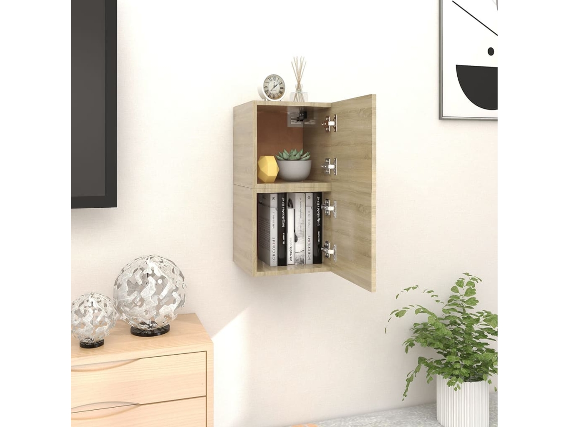 Estantería/Muebles de TV de Pared 2 Pzs 30,5X30X30 Cm Roble Sonoma