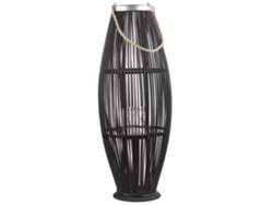 Linterna decorativa con un candelero de cristal BELIANI Tahiti de Madera de bambú Negro 32x32x84
