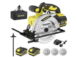Sierra Circular Inalámbrica, Sierra Circular Para Madera De 4000 Rpm, 2 Baterías De 4,0 Ah, Profundidad De Corte Máxima: 54 Mm-38 Mm, 3 Hojas + Bolsa