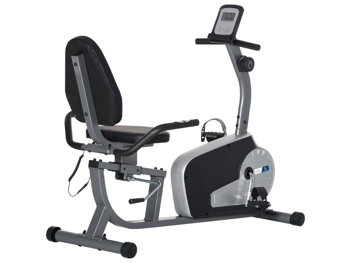 Bicicleta estática semirreclinada - Aosom.fr X Ffhandball - Pantalla LCD, asiento ajustable, 8 niveles de resistencia