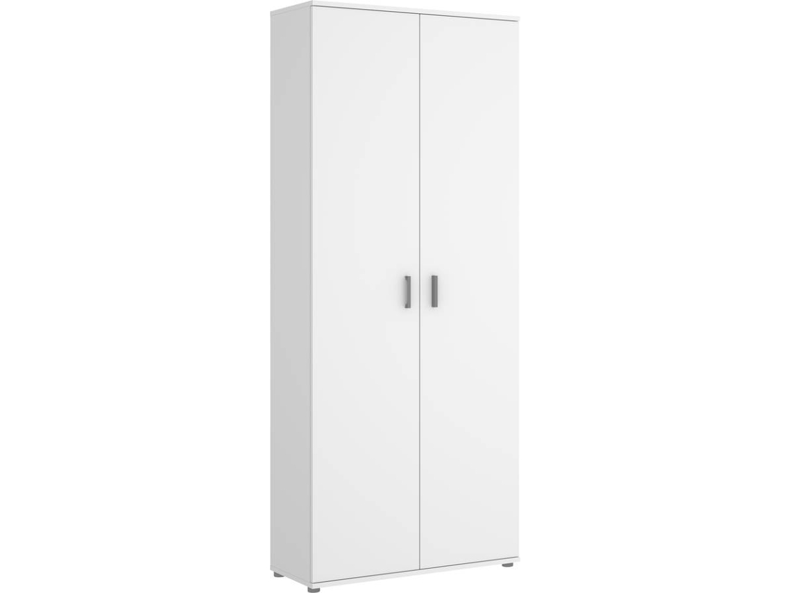 Armario Multiusos 2 Puertas con Escobero DKIT Fit (Blanco - 190x78x35 cm)