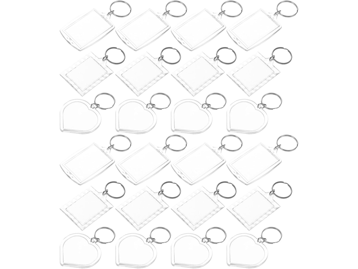 Conjunto De 60 Chaveiros Fotográficos Em Acrílico Transparente (20 Retangulares E 20 Arredondados)