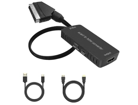 Convertidor Scart a HDMI con cable HDMI Convertidor de audio y vídeo Full HD 720P/1080P para monitor HDTV Proyector N64 Wii Stb Vhs BISBISOUS