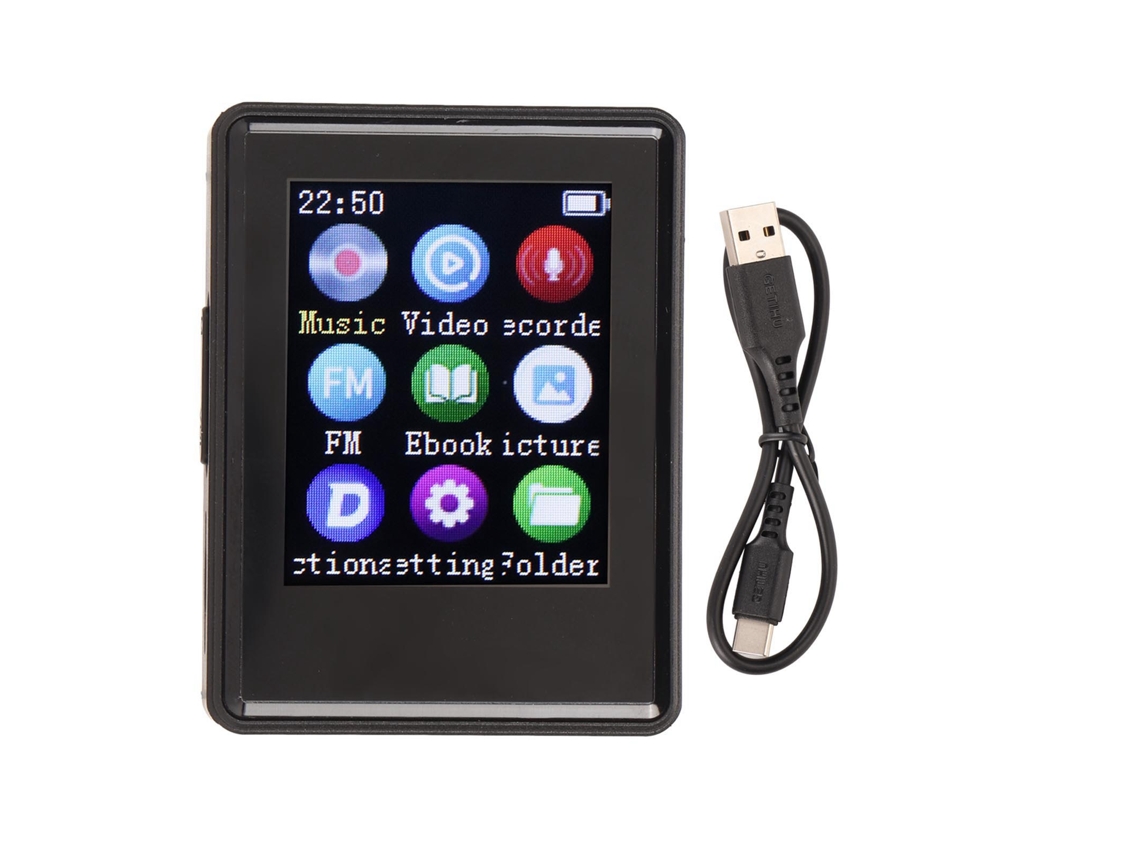 Reproductor Mp3/mp4 Con Bluetooth 5.0, Pantalla De 1,77 Pulgadas, Hifi, Grabadora, Lector De Libros Electrónicos Y Tarjeta De Memoria De 64 Gb.