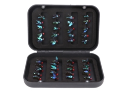 Caja De Almacenamiento Para 40 Señuelos De Pesca Con Mosca. Anzuelo De Acero De Alto Carbono Para Trucha Y Pez Negro.