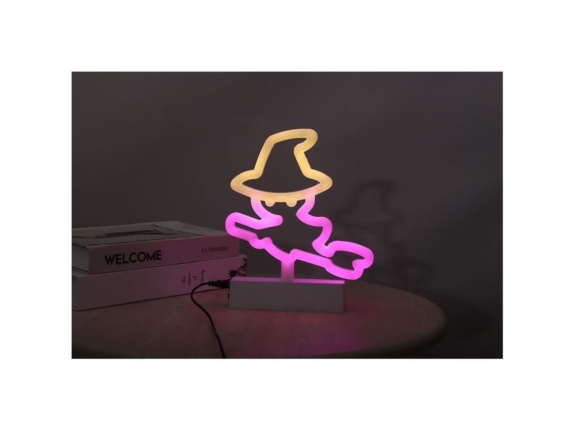 Letrero De Neón Led De Bruja 2025, Decoración De Halloween, Letrero De Neón Rosa Y Amarillo Con Batería Y Usb