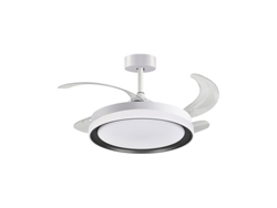 Ventilador de Techo Kigali Mini Blanco/Negro 4 Aspas Retráctiles 48W Led 3000-4000-6000K Alt.35Xd.91/40Cm FERRIMEX