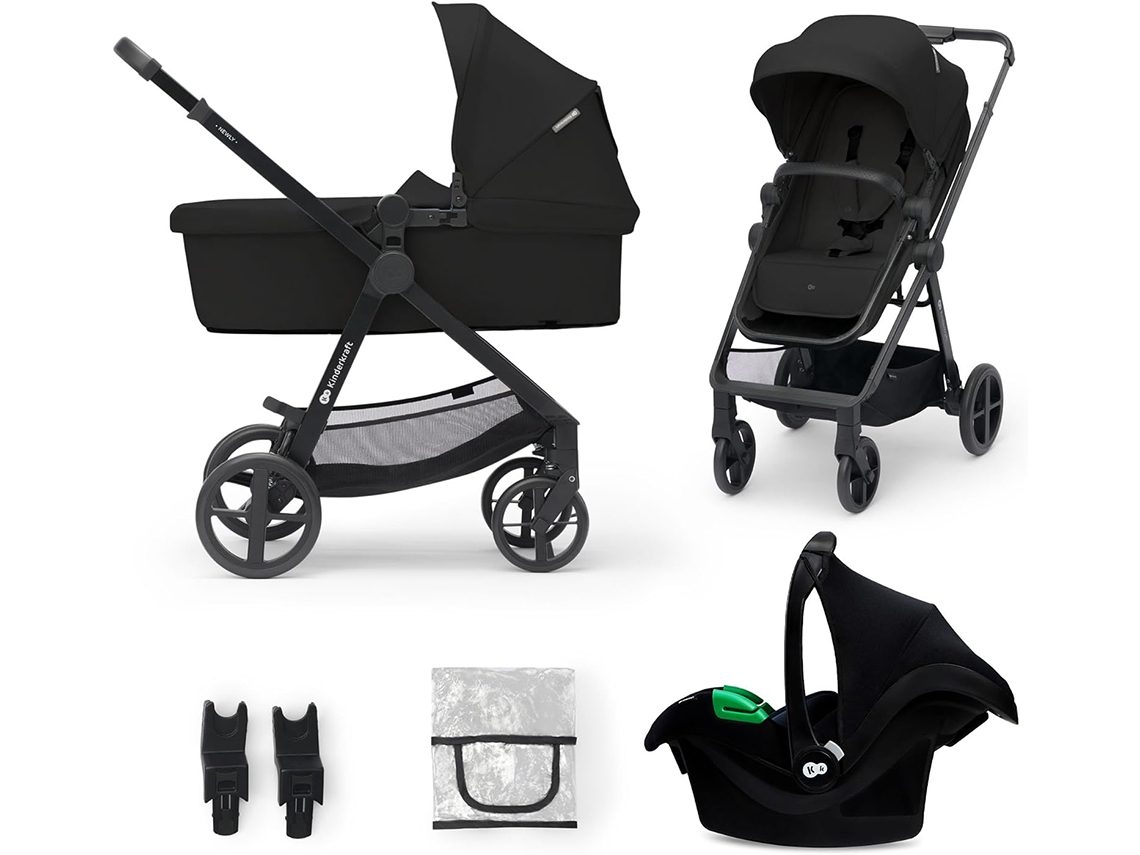 Cochecito De Bebé Multifuncional 3 En1 Kinderkraft Newly + Mink Pro (negro)
