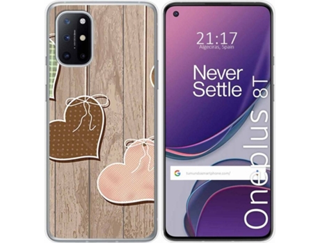 Carcasa OnePlus 8T 5G TUMUNDOSMARTPHONE Corazones Madera Multicolor