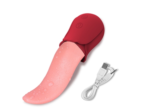 Vibrador rosa para mujer de 10 velocidades para lamer la lengua (rojo) YIZHOOD