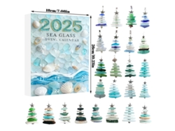 Caja sorpresa con calendario de cuenta regresiva para árbol de Navidad de vidrio marino, colgante de árbol de Navidad estilo vidrio marino, colgante de acrílico