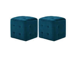 Mesitas de Noche 2 Pzs 30X30X30 Cm Terciopelo Azul