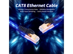 Cable De Red Cat8 De 40 Gbps Y 2000 Mhz Con Núcleo De Cobre Puro Multiapantallado, 26 Awg, Interfaz Chapada En Oro, 5 M