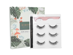 Set De Maquillaje Con Delineador Líquido Autoadhesivo, Pestañas Postizas Y Pinzas. Caja Verde E25.