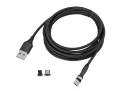 Cable De Carga Usb Magnético Giratorio 360° 3 En 1 Micro Usb De Carga Rápida 1m Negro