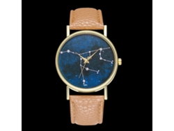 Reloj De Cuarzo Unisex Con Correa De Cuero Pu, Dial De Universo, Zhoulianfa (beige)