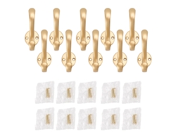10 Ganchos De Pared Metálicos Resistentes Al Agua Para Entradas, Dormitorios, Baños Y Cocinas - Dorados