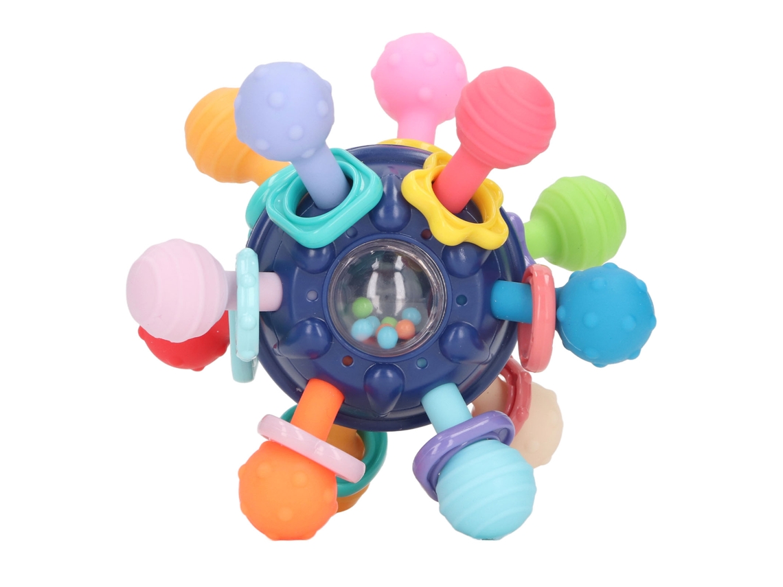 Mali brinquedo Sensorial de Dentição Bebê Silicone Bola Chocalho Cores Vibrantes Azul