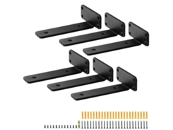 Juego de 6 Soportes para Estante en Acero al Carbono Negro Mate 160x100x45mm Tekmaquinas