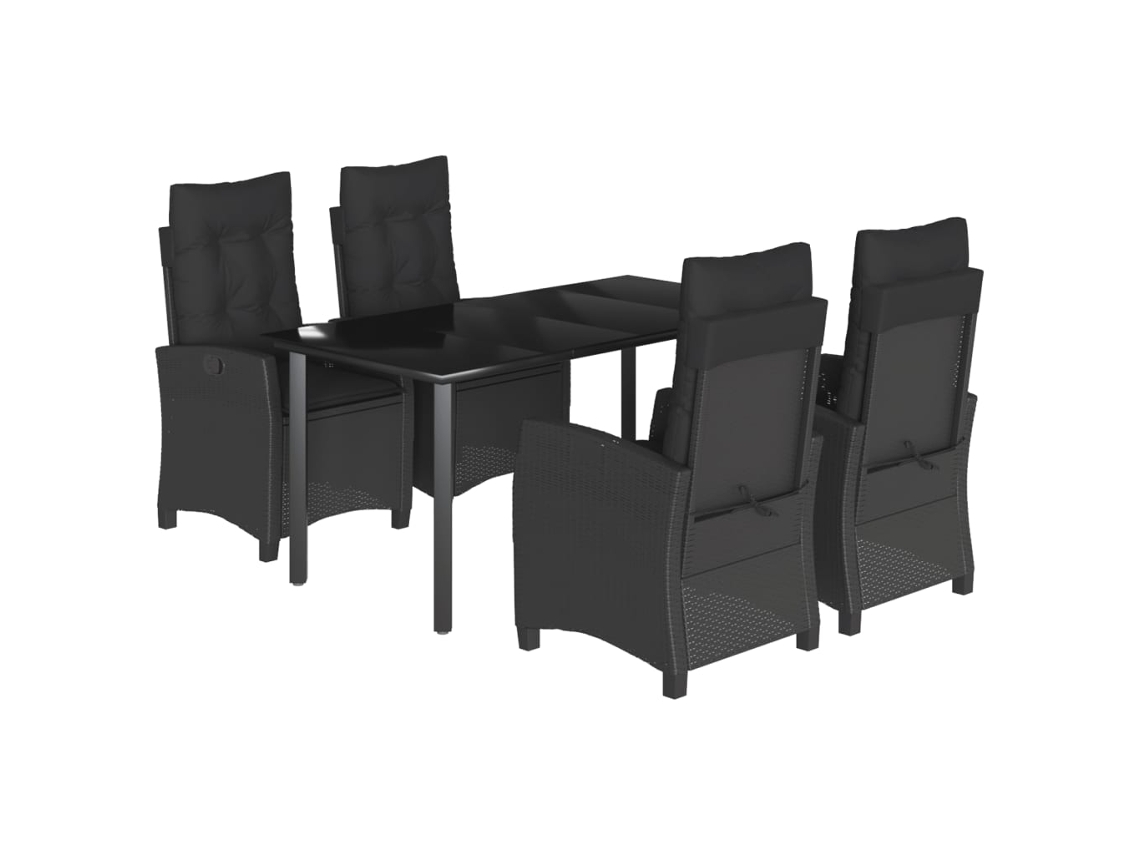 Maison Exclusive - Set De Muebles Jardín 5 Pzas Con Cojines Ratán Sintético Negro
