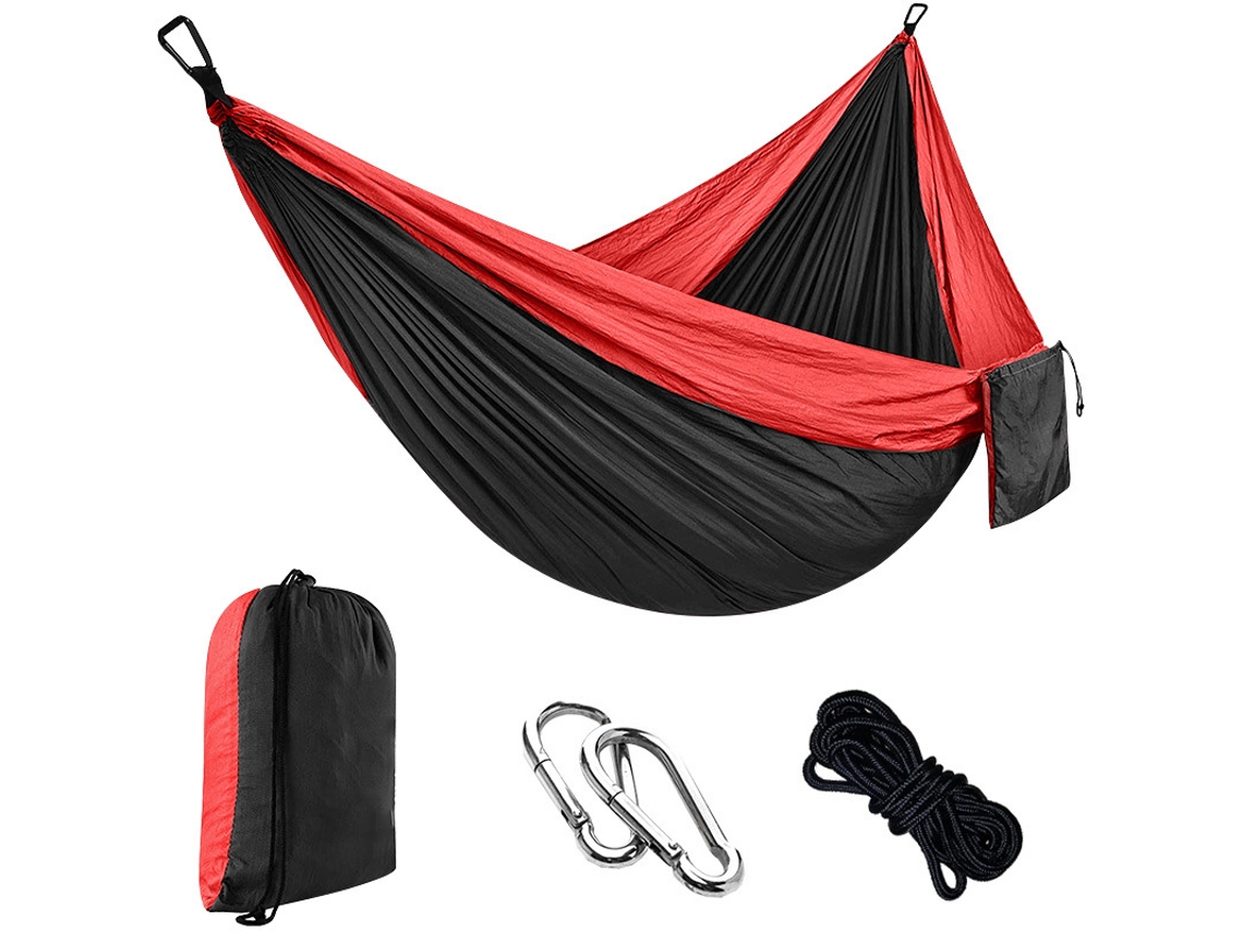 Hamaca de exterior Siurn, capacidad de carga de 200 kg (270 x 140 cm), color rojo