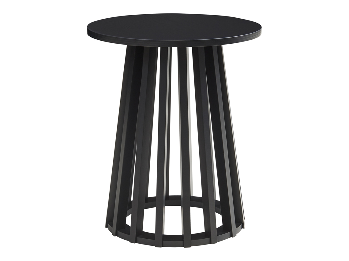 Mesa auxiliar redonda Buzzard de bambú Ø40 x 48 cm Negra [EN.CASA]