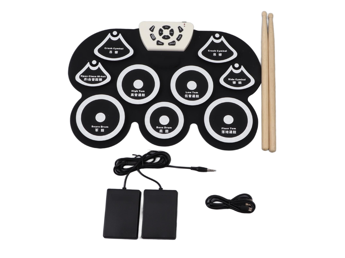 Rebe-batería Electrónica Plegable De Silicona Suave Impermeable Con Pedal Para Niños, Pad De Práctica