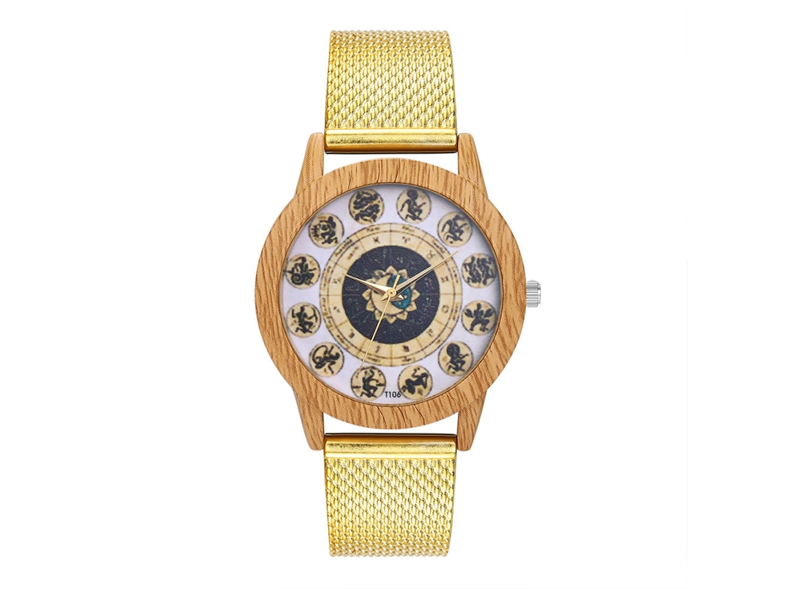 Reloj De Pulsera Analógico De Cuarzo Con Correa De Malla Para Hombre Y Mujer Oro